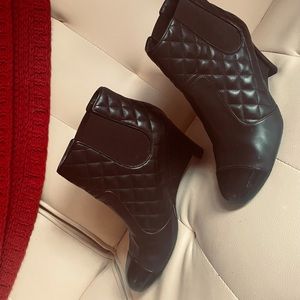 Chanel quilted wedge booties. Size 8.5